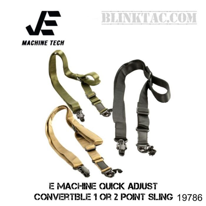 JE Machine Quick Adjust Convertible 1 or 2 Point Sling with Metal Hooks - Black/TAN