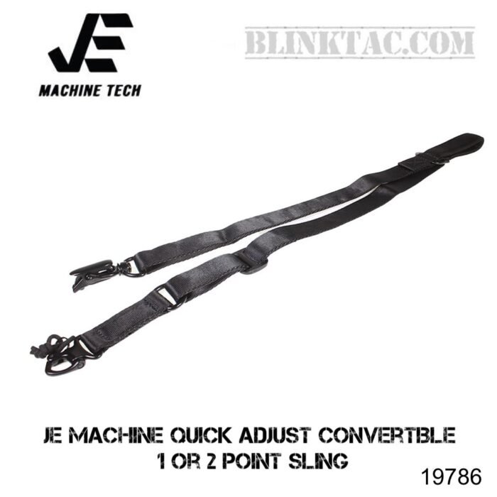 JE Machine Quick Adjust Convertible 1 or 2 Point Sling with Metal Hooks - Black/TAN - Image 2