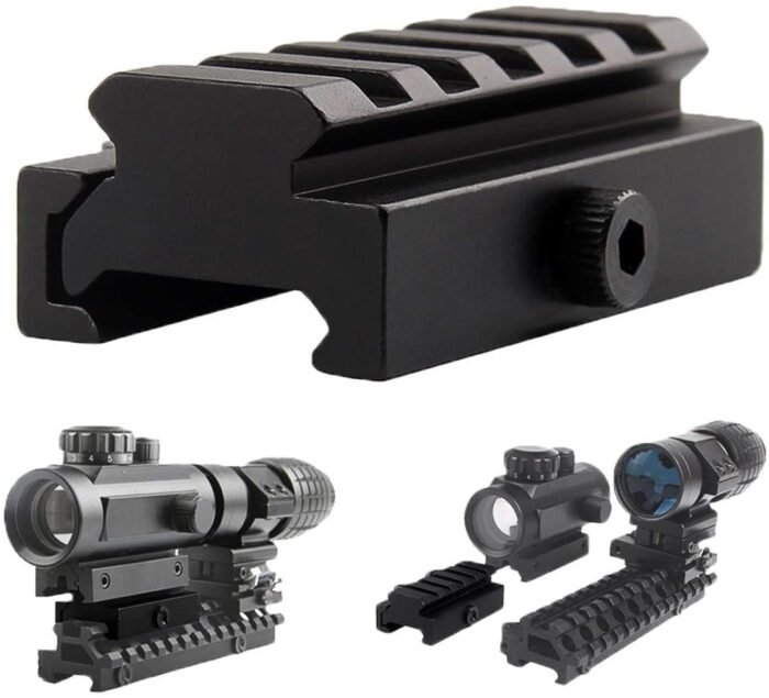 Picatinny Riser Mount, 5 Slots 1/2 Inch Low Profile Rail Adaptor with QD Quick Release Rail Base - Image 8