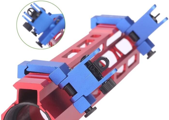 Tactical Flip Up 45 Degree Offset Front and Rear Iron Backup Sight Blue - Image 4