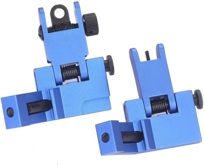 Tactical Flip Up 45 Degree Offset Front and Rear Iron Backup Sight Blue - Image 5