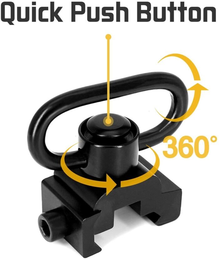 AR15/AR10  QD Sling Swivel Mount, Rifle Swivel Quick Release Button QD Sling Attachment for 20mm Picatinny Weaver Rail - Image 4