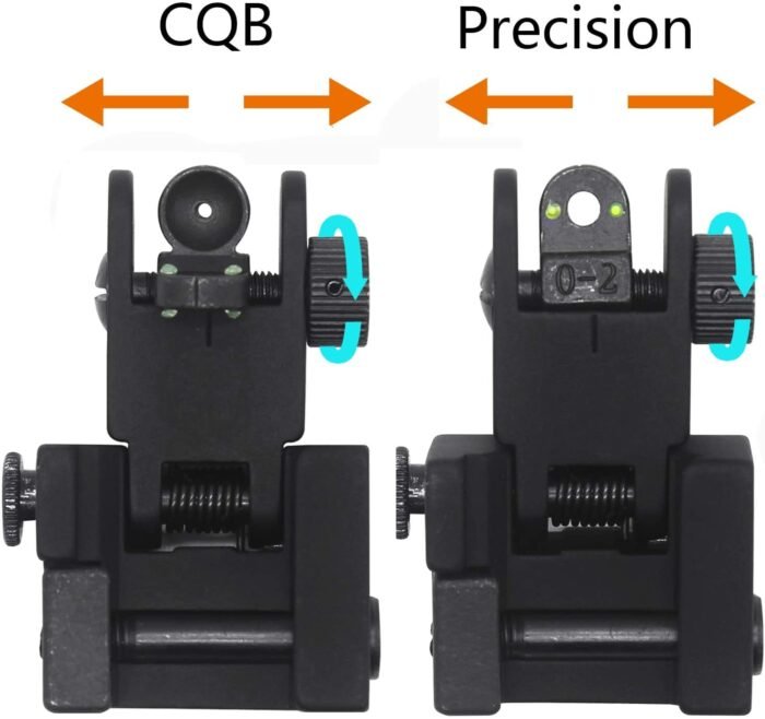 Flip Up Iron Sights -BlinkTac Iron Sights Fiber Optics Flip Up Rapid Transition Front and Rear Sights with Visible Red and Green Dots Fit Picatinny Weaver Rails - Image 4