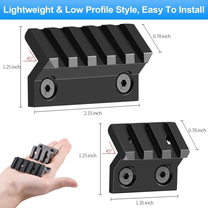 M-LOK 45 Degree Offset Accessories Weaver Mount 5 Slots & 3 SLOTS - Image 5