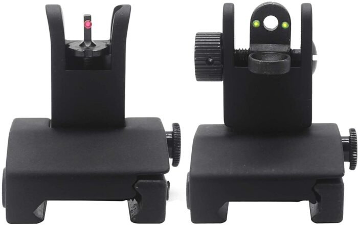 Flip Up Iron Sights -BlinkTac Iron Sights Fiber Optics Flip Up Rapid Transition Front and Rear Sights with Visible Red and Green Dots Fit Picatinny Weaver Rails - Image 5