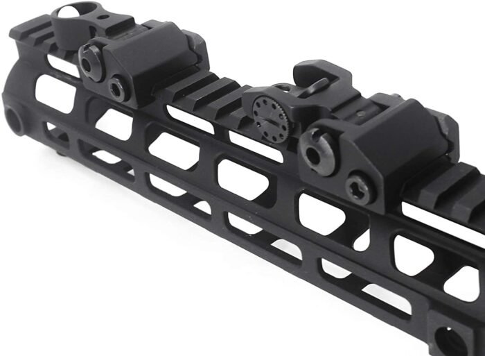 AR-15/AR-10 TACTICAL RAPID TRANSITION FRONT AND REAR FLIP UP BACKUP HK IRON SIGHTS FIT 21MM RAILS - Image 6