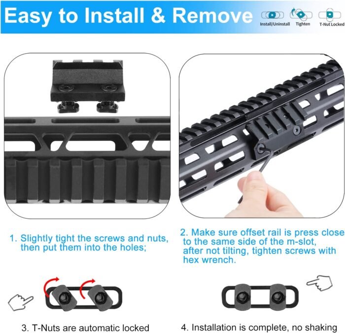 M-LOK 45 Degree Offset Accessories Weaver Mount 5 Slots & 3 SLOTS - Image 6