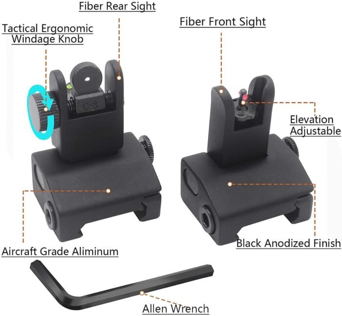 Flip Up Iron Sights -BlinkTac Iron Sights Fiber Optics Flip Up Rapid Transition Front and Rear Sights with Visible Red and Green Dots Fit Picatinny Weaver Rails - Image 3