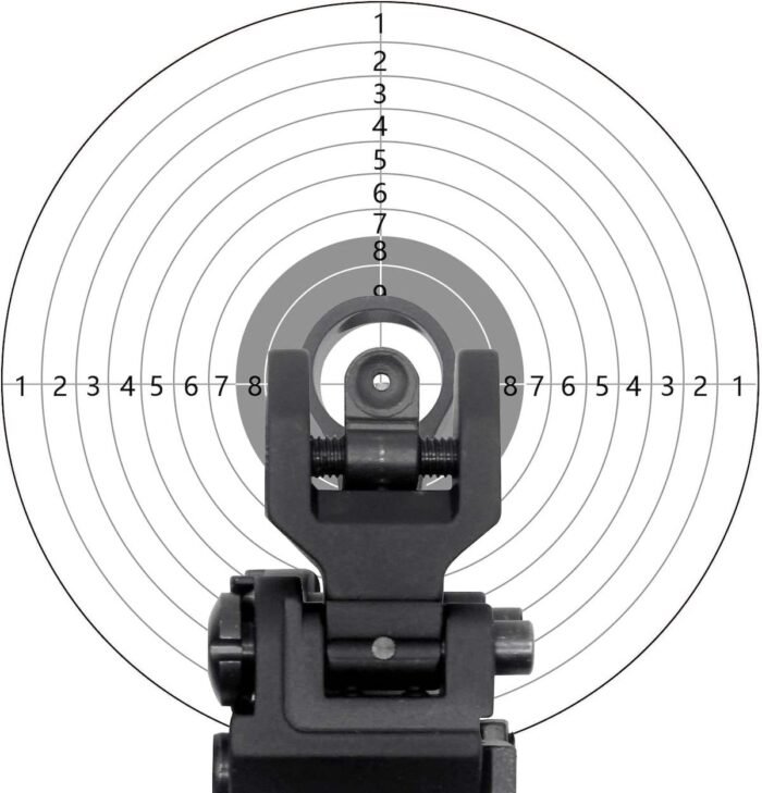 AR-15/AR-10 FLIP UP FRONT REAR BACKUP IRON SIGHT SET WITH ELEVATION WINDOW FIT 21MM RAILS - Image 5