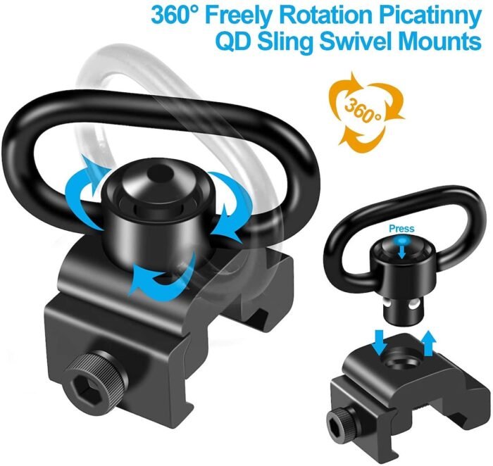 AR15/AR10  QD Sling Swivel Mount, Rifle Swivel Quick Release Button QD Sling Attachment for 20mm Picatinny Weaver Rail - Image 7