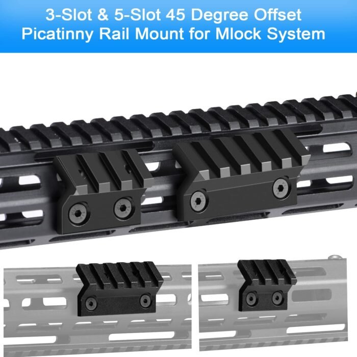 M-LOK 45 Degree Offset Accessories Weaver Mount 5 Slots & 3 SLOTS - Image 7