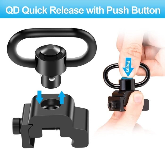 AR15/AR10  QD Sling Swivel Mount, Rifle Swivel Quick Release Button QD Sling Attachment for 20mm Picatinny Weaver Rail - Image 6