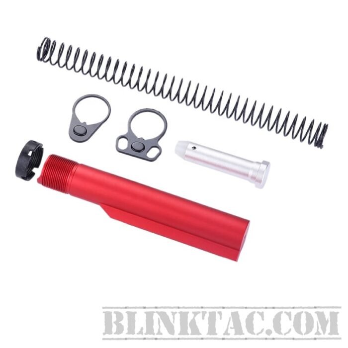AR15/AR10 M4 Six Position Buffer Tube Kit -Mil-Spec - Red