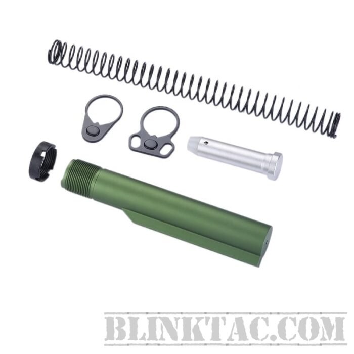 AR15/AR10 M4 Six Position Buffer Tube Kit -Mil-Spec - GREEN