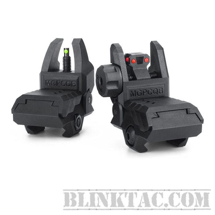 AR15/AR10 Front Rear Sight Foldable with Fiber Optic