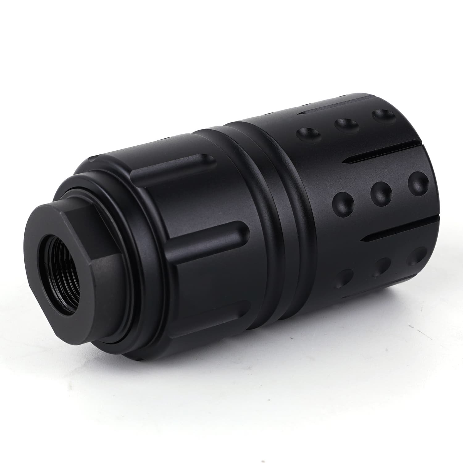 Steel Muzzle Brake 9MM 1/2""X 28 + 13/16 X 16 Threaded Aluminium Outer Sleeve - Image 3
