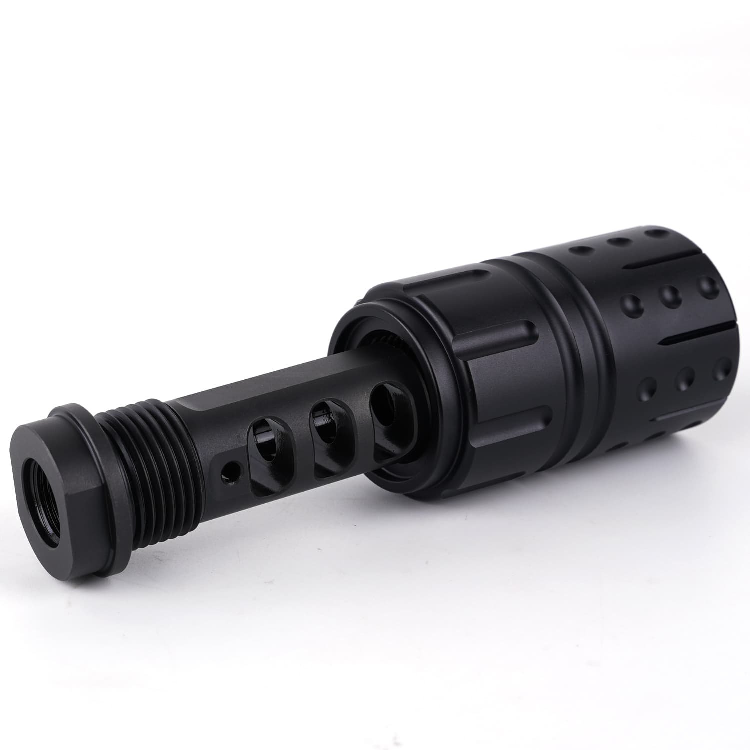 Steel Muzzle Brake 9MM 1/2""X 28 + 13/16 X 16 Threaded Aluminium Outer Sleeve - Image 5