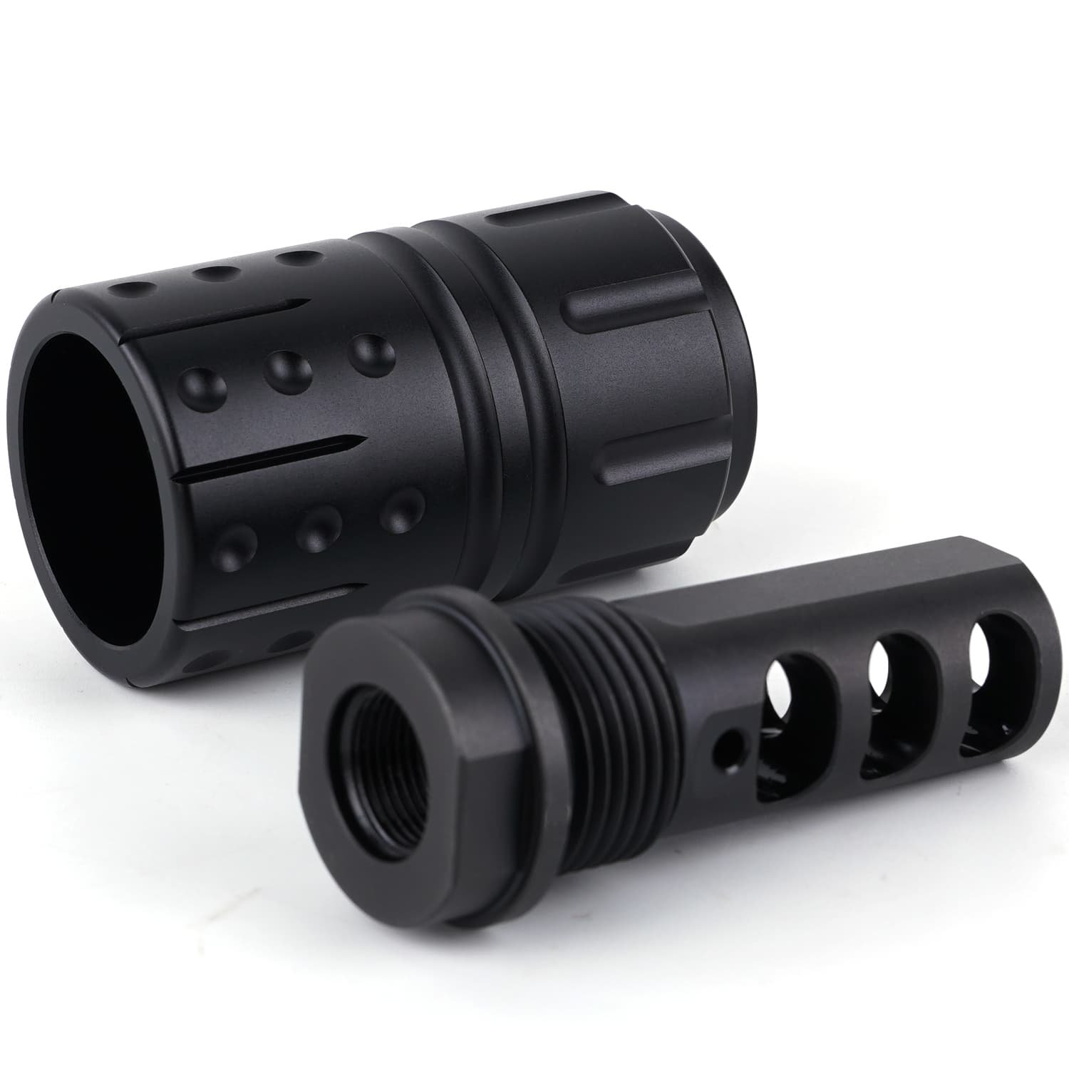 Steel Muzzle Brake 9MM 1/2""X 28 + 13/16 X 16 Threaded Aluminium Outer Sleeve - Image 8