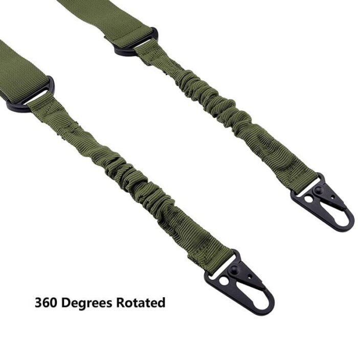 Tactical Two Point Quick Detach Sling Rifle Gun Sling Dual Bungee Strap Snap Hook Adjustable OD - Image 4