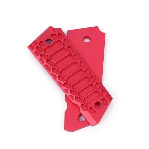 Valkyrie Dynamics 1911 Government/Commander Full Size Grips Aluminum Cobra Skeleton Brushed FS-02silver/RED/FDE - Image 6