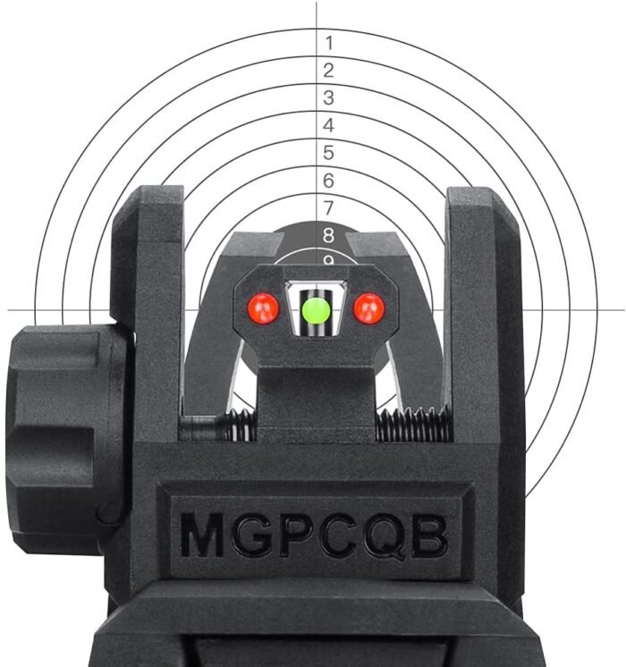AR15/AR10 Front Rear Sight Foldable with Fiber Optic - Image 3