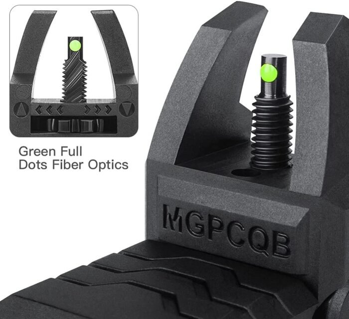 AR15/AR10 Front Rear Sight Foldable with Fiber Optic - Image 5