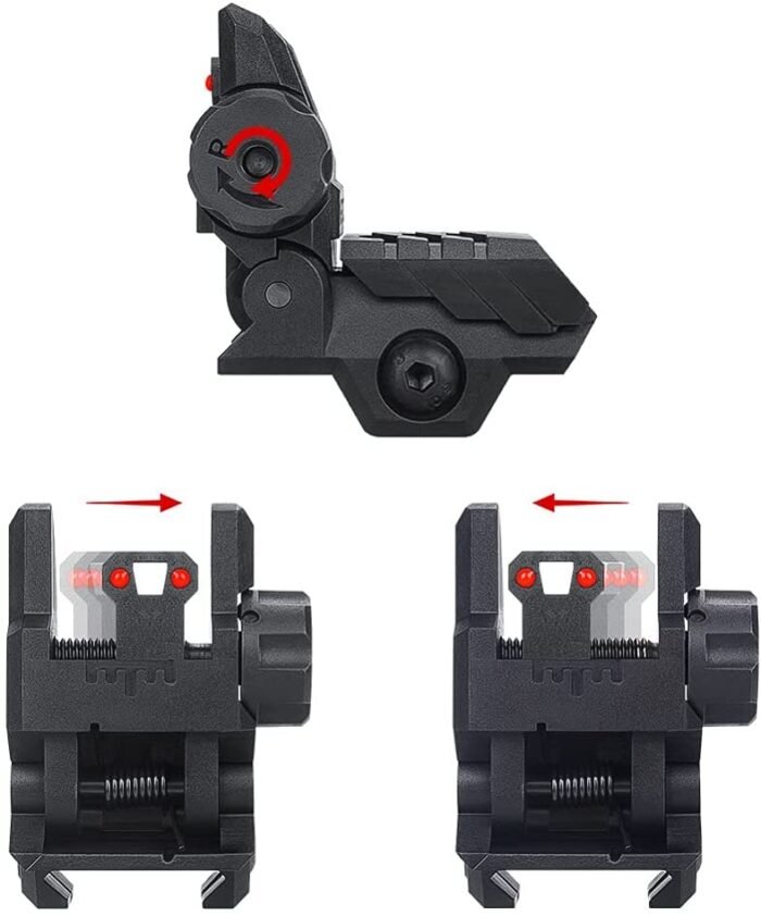 AR15/AR10 Front Rear Sight Foldable with Fiber Optic - Image 6