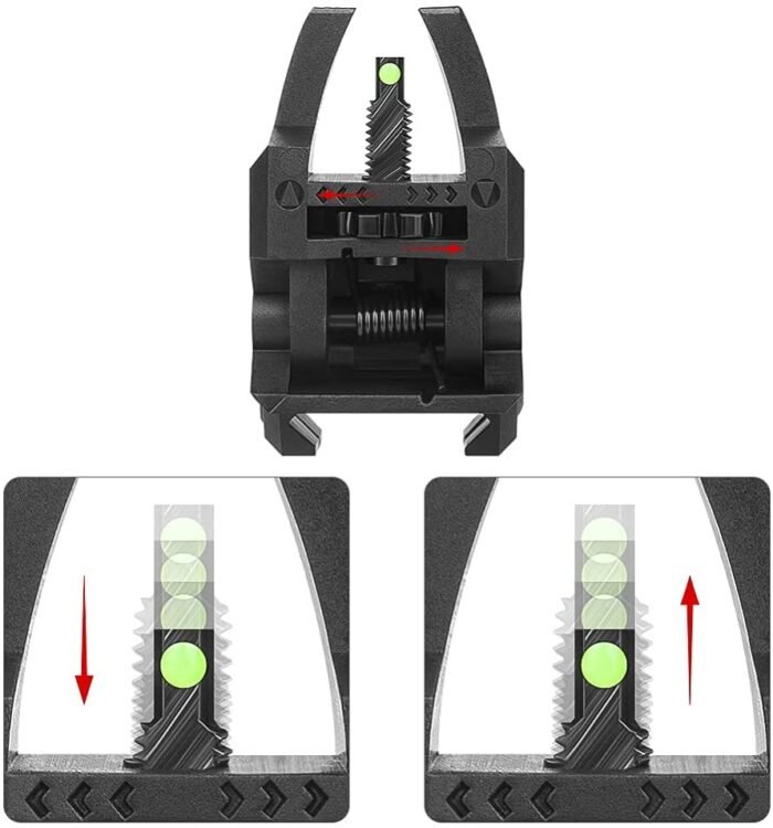 AR15/AR10 Front Rear Sight Foldable with Fiber Optic - Image 7