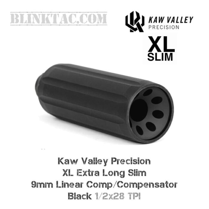 Kaw Valley Precision XL Extra Long Slim 9mm Linear Comp/Compensator 1/2x28 TPI