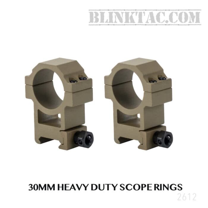 30mm Heavy Duty High Performance Scope Rings | Picatinny Mount | High Profile | Flat Dark Earth