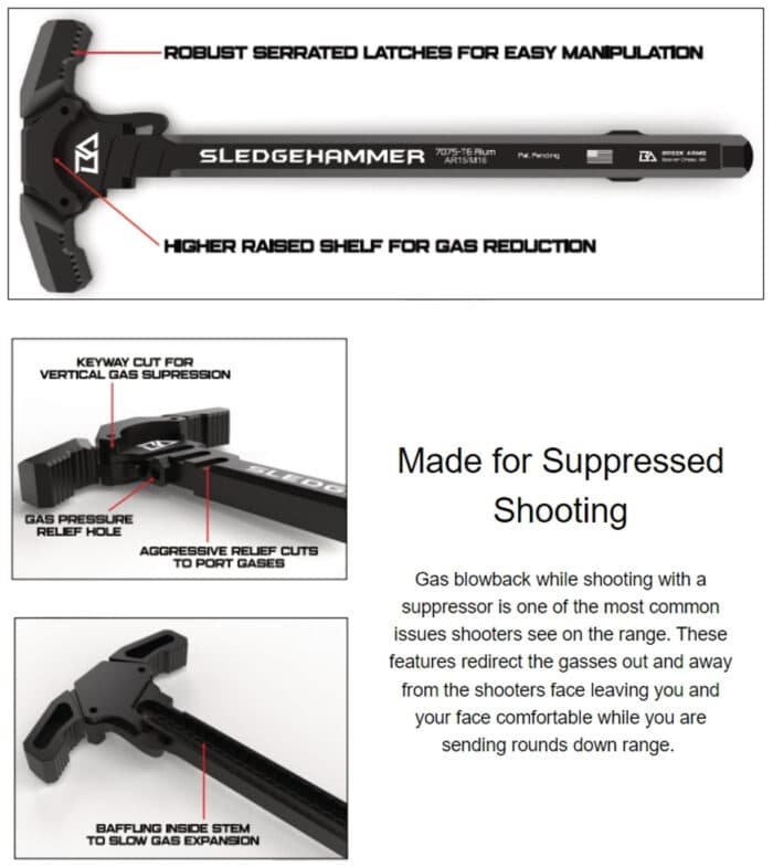 Breek Arms Sledgehammer AR-15 Gas Blocking Charging Handle FDE - Image 5