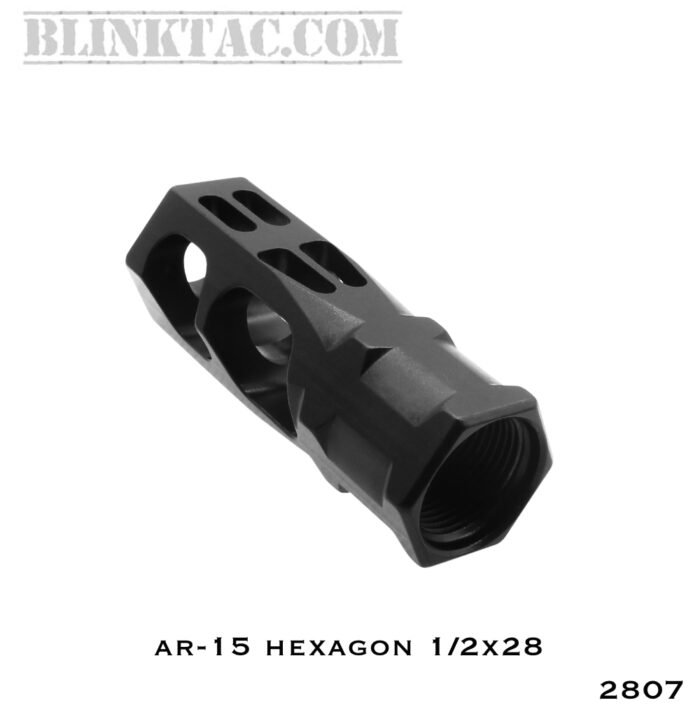 AR-15 Hexagon Muzzle Brake 1/2x28" Black Nitride-(Made in USA) - Image 4