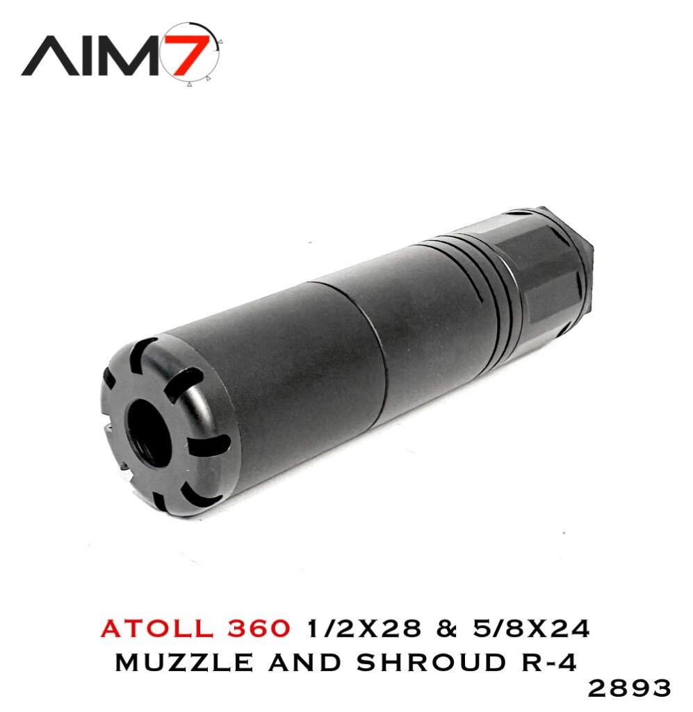 AIM7 Muzzle Brake With ATOLL-S Sleeve Sound Forwarder – 1/2x28 / 5.8x24, Black, .223 Rem