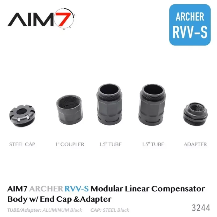 AIM7 ARCHER RVV-S Modular Linear Comp Multi 223, 30CAL, 9mm Aluminum Black - Image 11