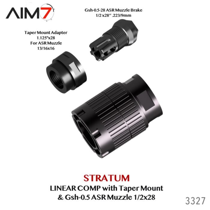 Aim7 Stratum Linear Comp with Taper ASR Mount & Gsh-0.5 Muzzle Brake 1/2x28-5/8x24