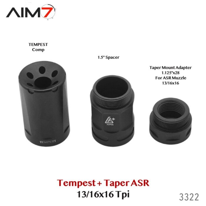AIM7 Tempest XDT Taper ASR Mount & Linear Muzzle Compensator 13/16x16 - Image 7