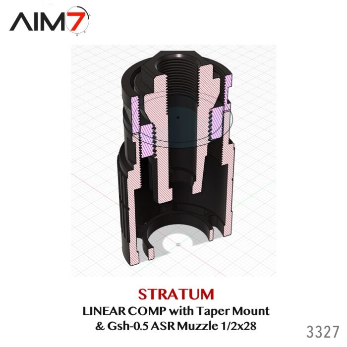 Aim7 Stratum Linear Comp with Taper ASR Mount & Gsh-0.5 Muzzle Brake 1/2x28-5/8x24 - Image 10