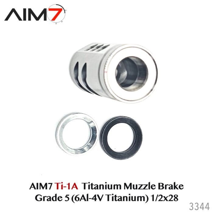 Aim7 Titanium Muzzle Brake – Grade 5 (6Al-4V Titanium) 1/2x28 - Image 3