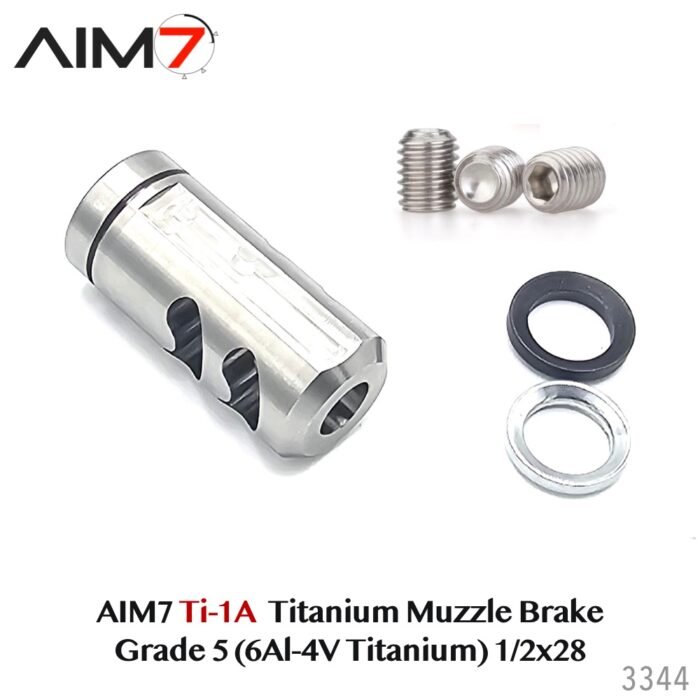 Aim7 Titanium Muzzle Brake – Grade 5 (6Al-4V Titanium) 1/2x28 - Image 4