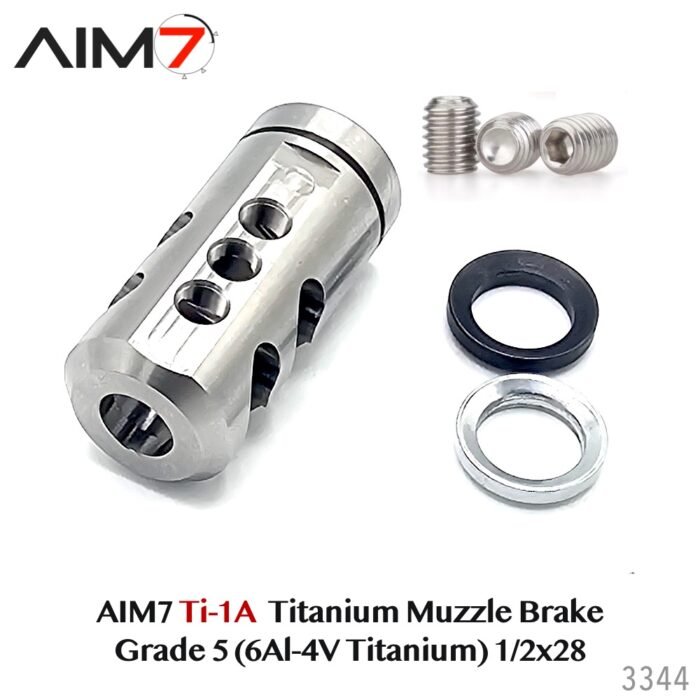 Aim7 Titanium Muzzle Brake – Grade 5 (6Al-4V Titanium) 1/2x28