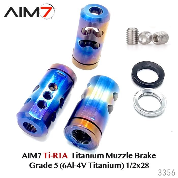 Aim7 Titanium Muzzle Brake – Grade 5 (6Al-4V Titanium) 1/2x28 Torch - Image 3