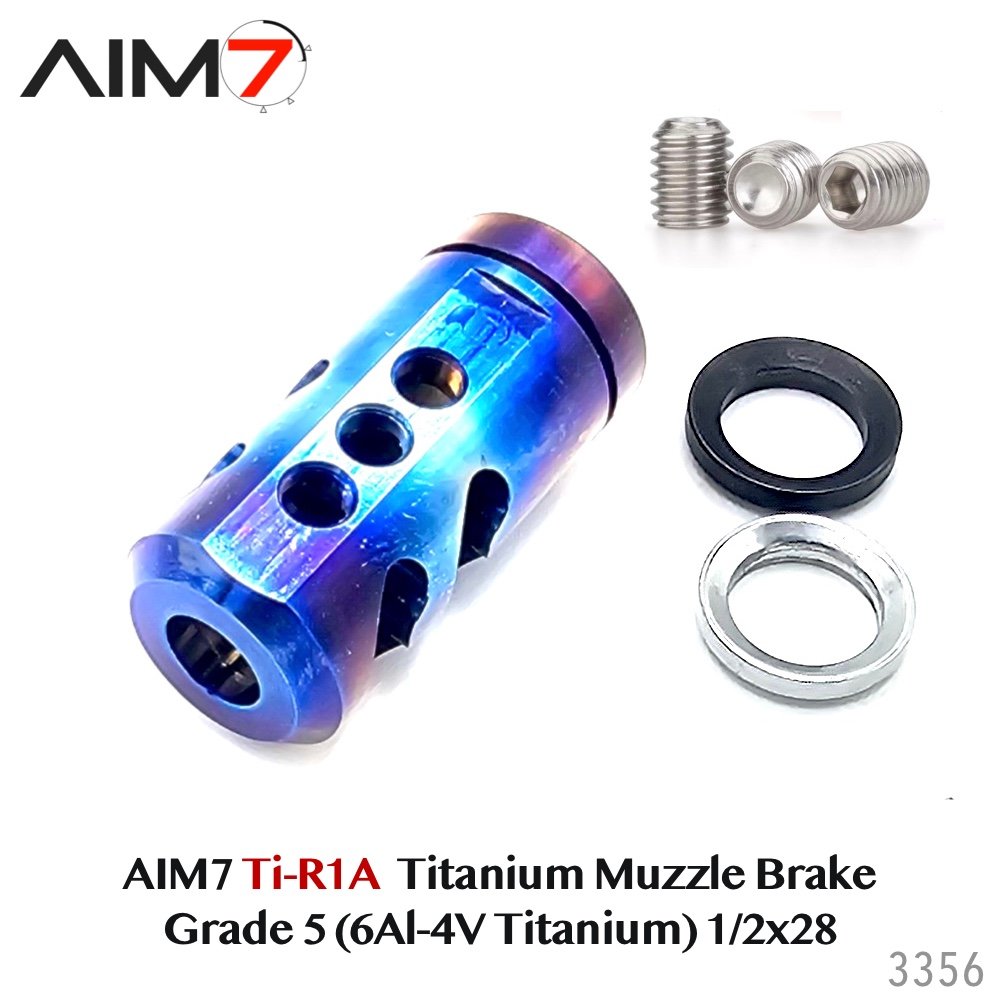 Aim7 Titanium Muzzle Brake – Grade 5 (6Al-4V Titanium) 1/2x28 Torch