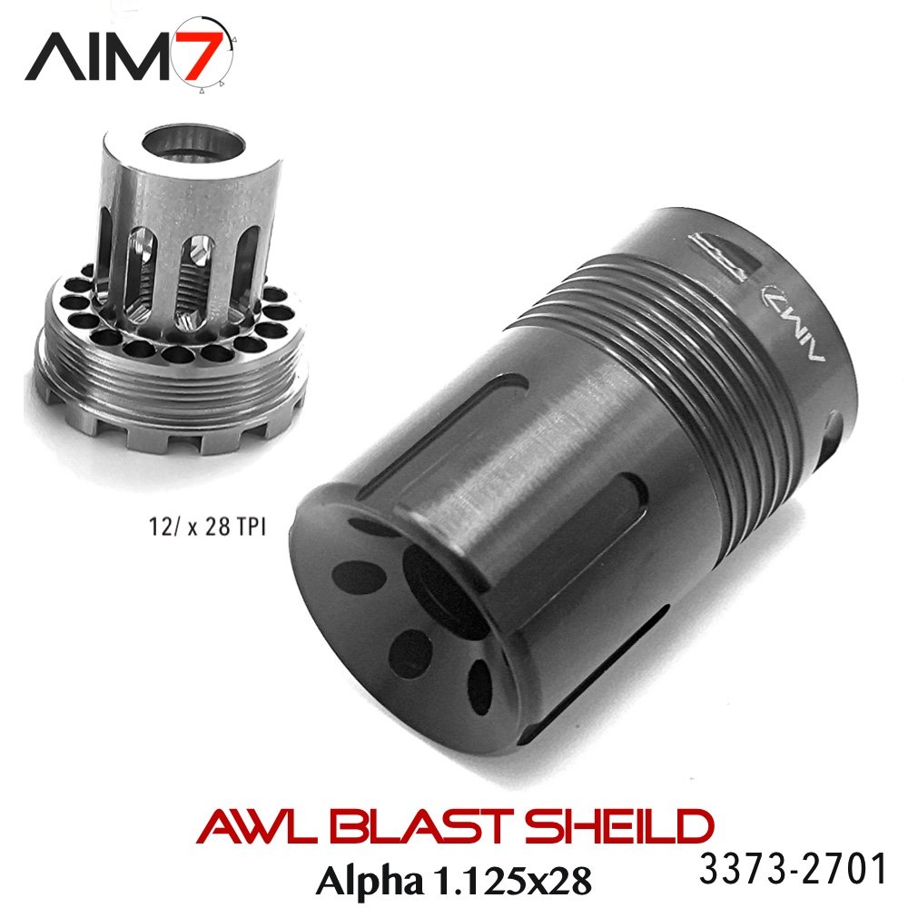 Aim7 AWL Blast Shield 1.125x28 Alpha Pattern 223/556/30/40/7.62/9mm/PLAN A/PLAN B - Image 2