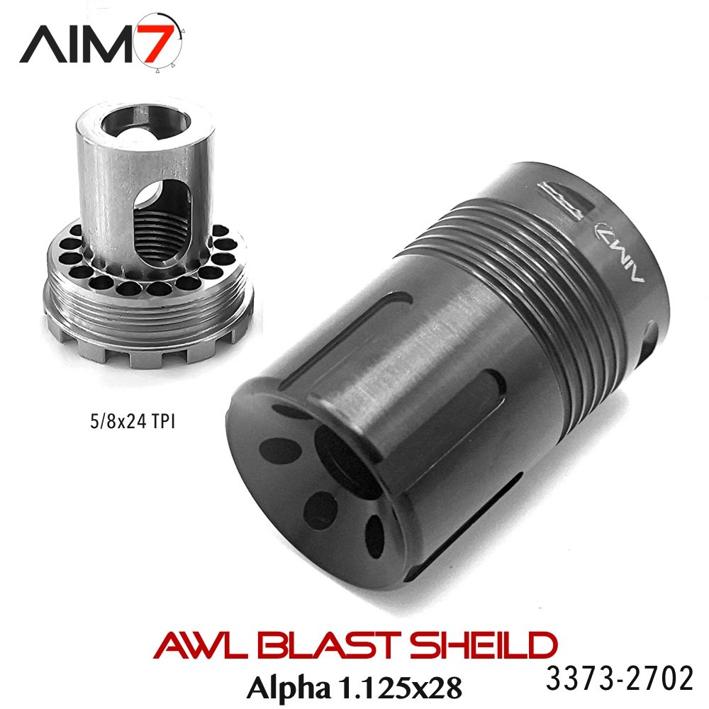Aim7 AWL Blast Shield 1.125x28 Alpha Pattern 223/556/30/40/7.62/9mm/PLAN A/PLAN B - Image 11