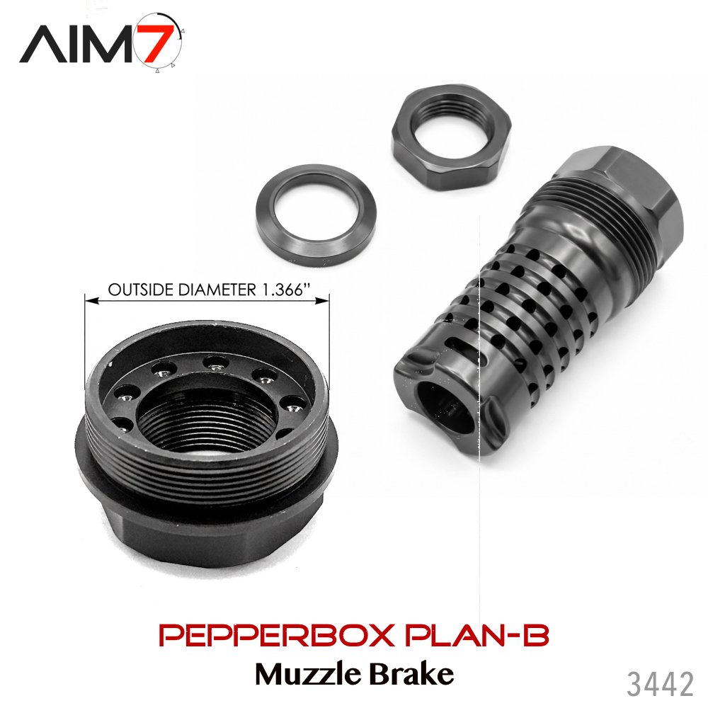 Aim7 PepperBox Plan- B Muzzle Brake & Bravo Adapter 1/2x28 - Image 5