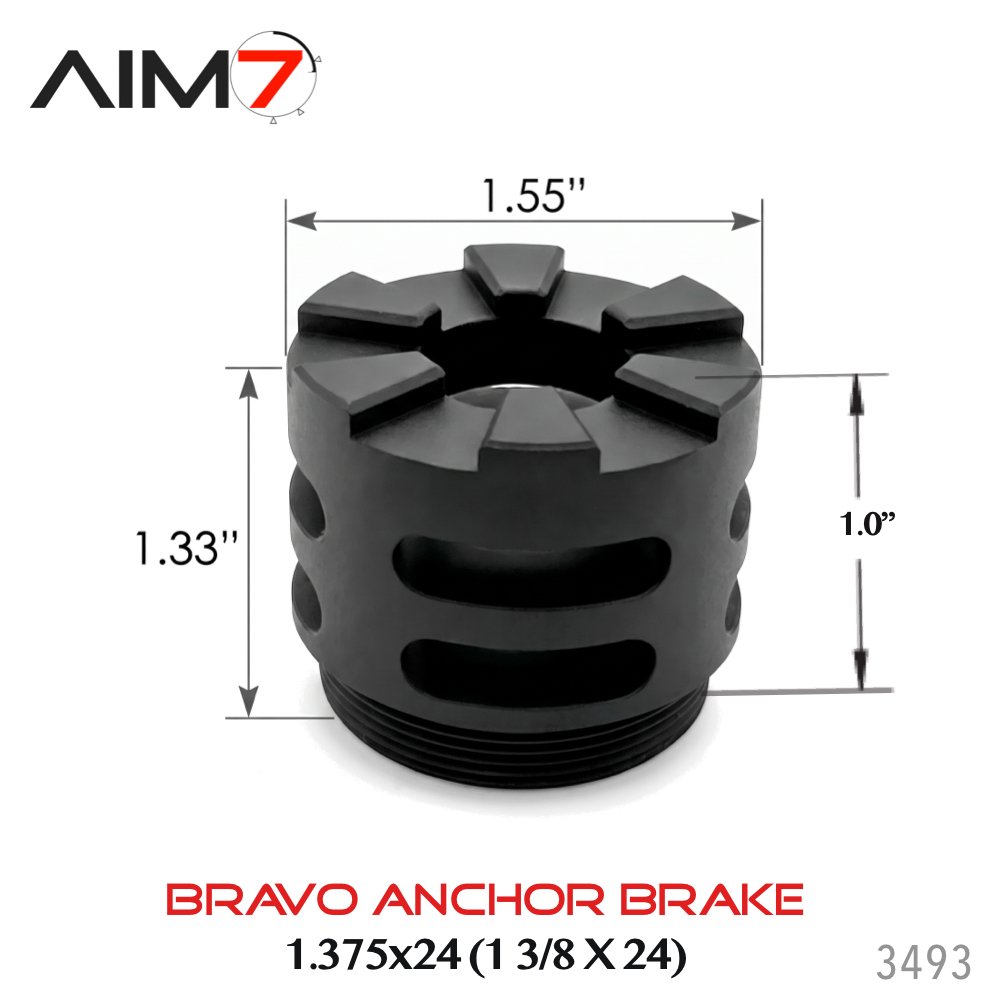 AIM7 Bravo HUB (1.375×24) Anchor Muzzle Brake – 6061-T6 Aluminum - Image 2